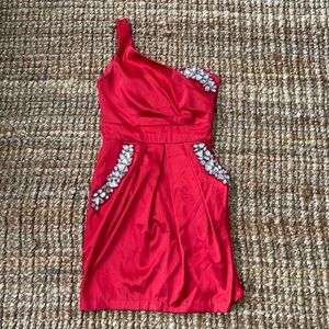 Small Red Satin Dress W/ Pockets